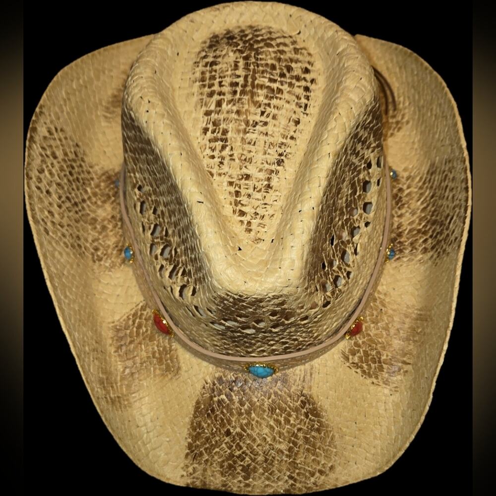 Western Tan Hat with Colorful Accents - Picture 4 of 4
